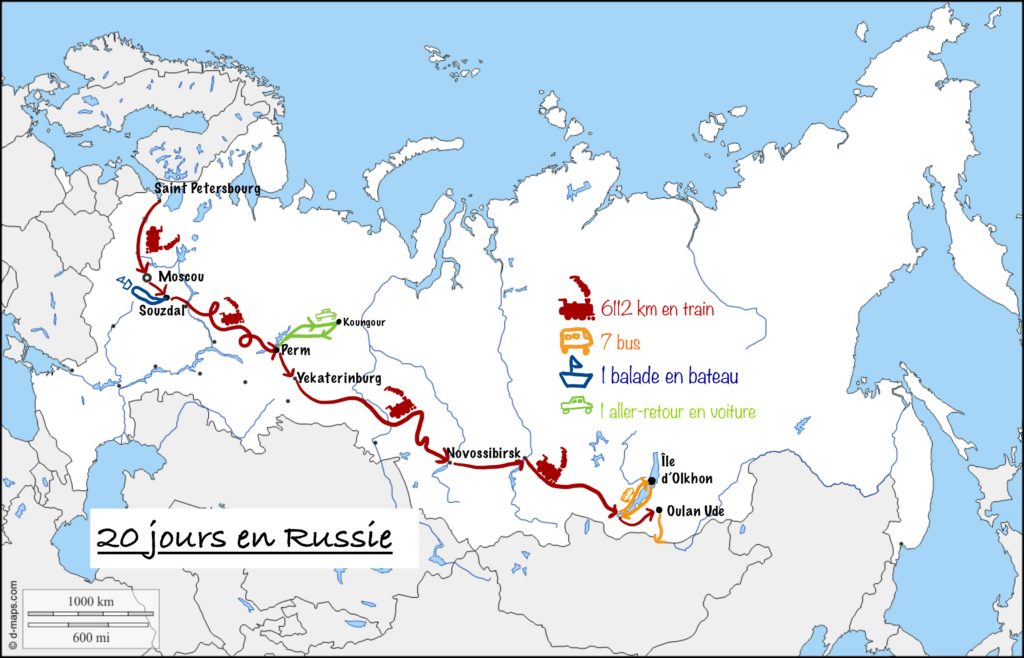 Notre itinéraire sur 20 jours en Russie